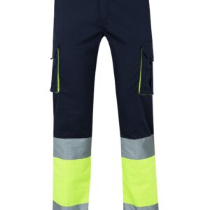 Pantalón stretch bicolor multibolsillos