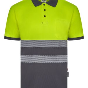 Polo poliéster reciclado bicolor manga corta cinta segmentada